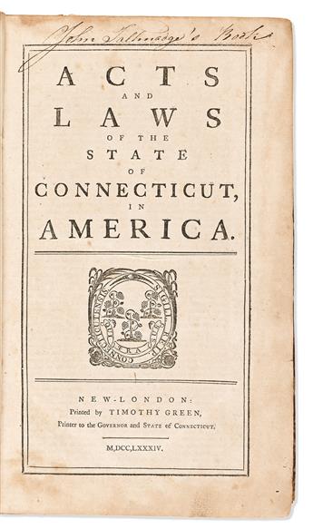 (CONNECTICUT.) Acts and Laws of the State of Connecticut, in America.